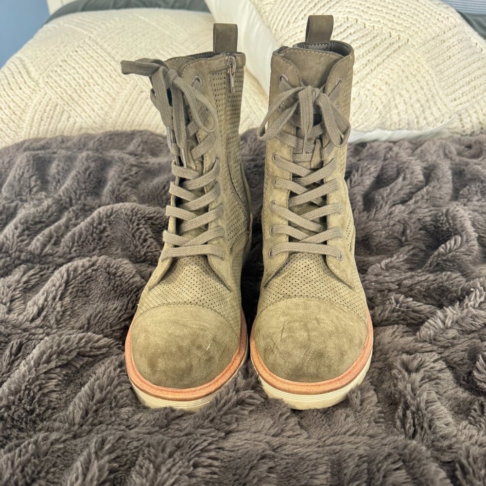 MIA Olive Green Lace-Up Boots Size 7.5 | Zip Combat Style | Preloved